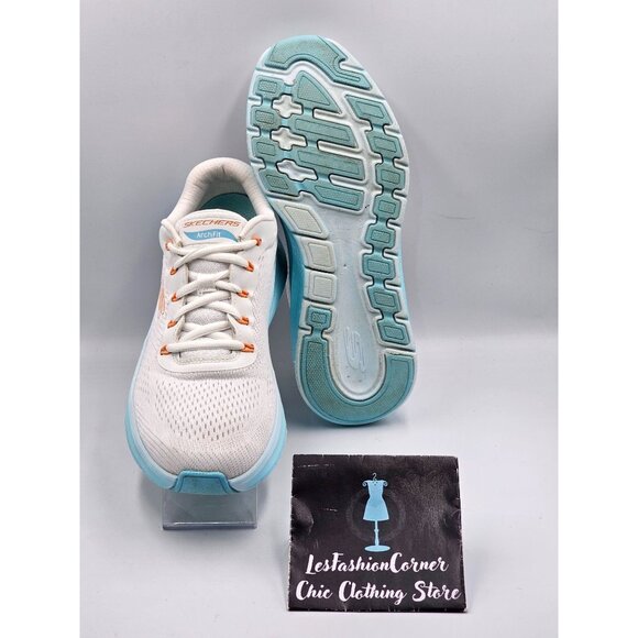 Skechers Men's White & Aqua Arch Fit 2 Athletic Running Sneakers Size 8.5 2904 - Picture 3 of 16